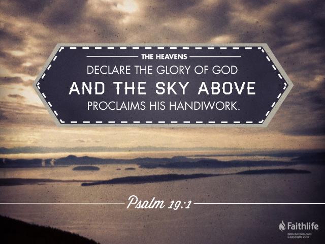 Psalm 19 with ocean and cloudy sky background